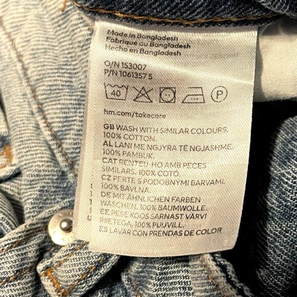 Embroidered H&M High Waist Blue Jean Button Fly Denim Shorts Distressed Size 8 - Picture 15 of 15